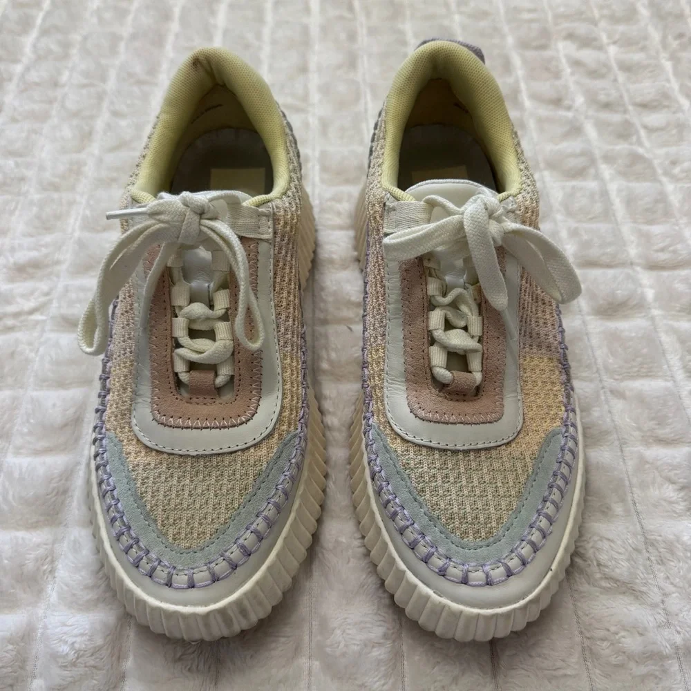 Dolce Vita‎ 7.5 Dolen Lace Up Sneakers Shoes ~ Pastel Rainbow Platform